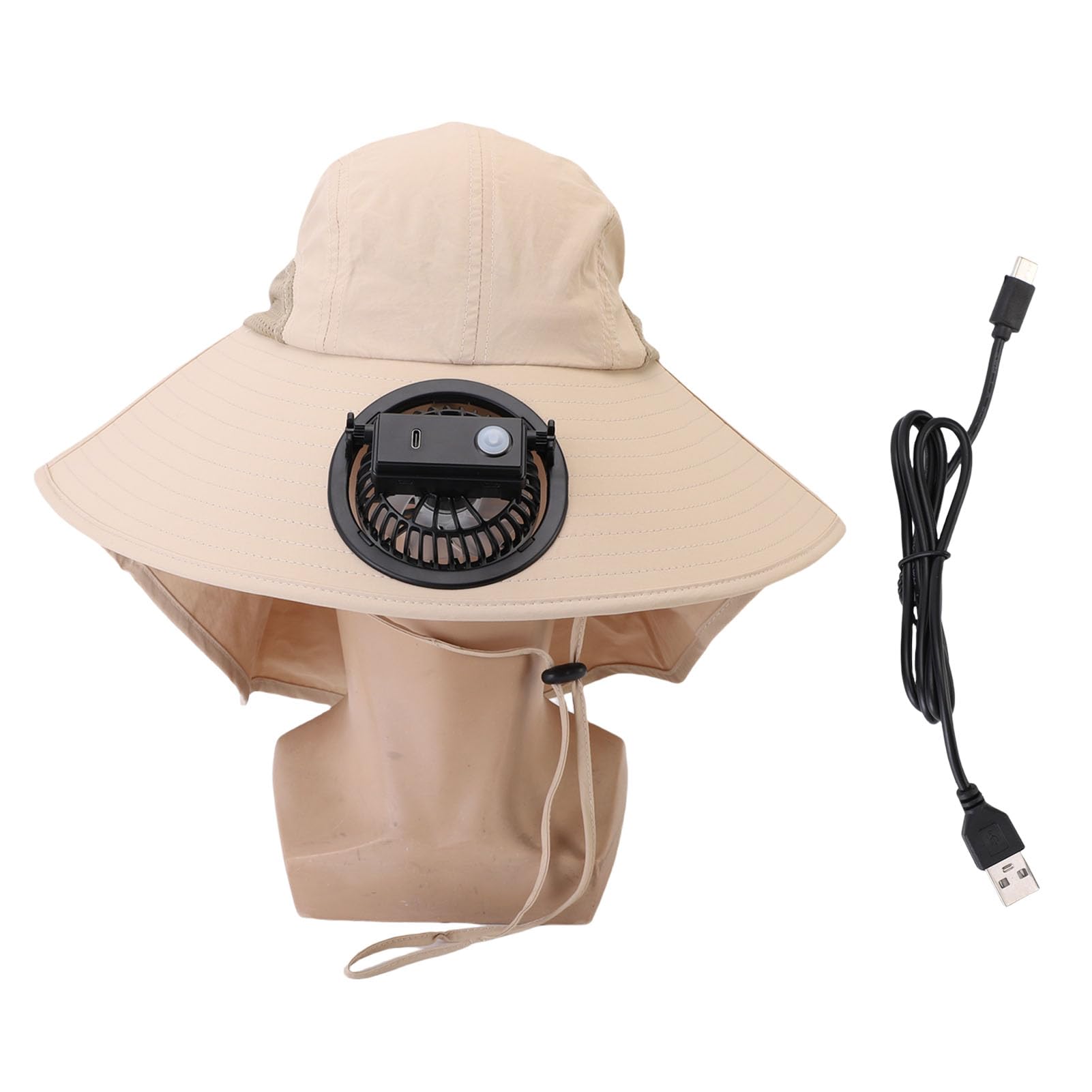 Chapeau de soleil à ventilateur USB intégré et refroidissement réglable pour extérieur