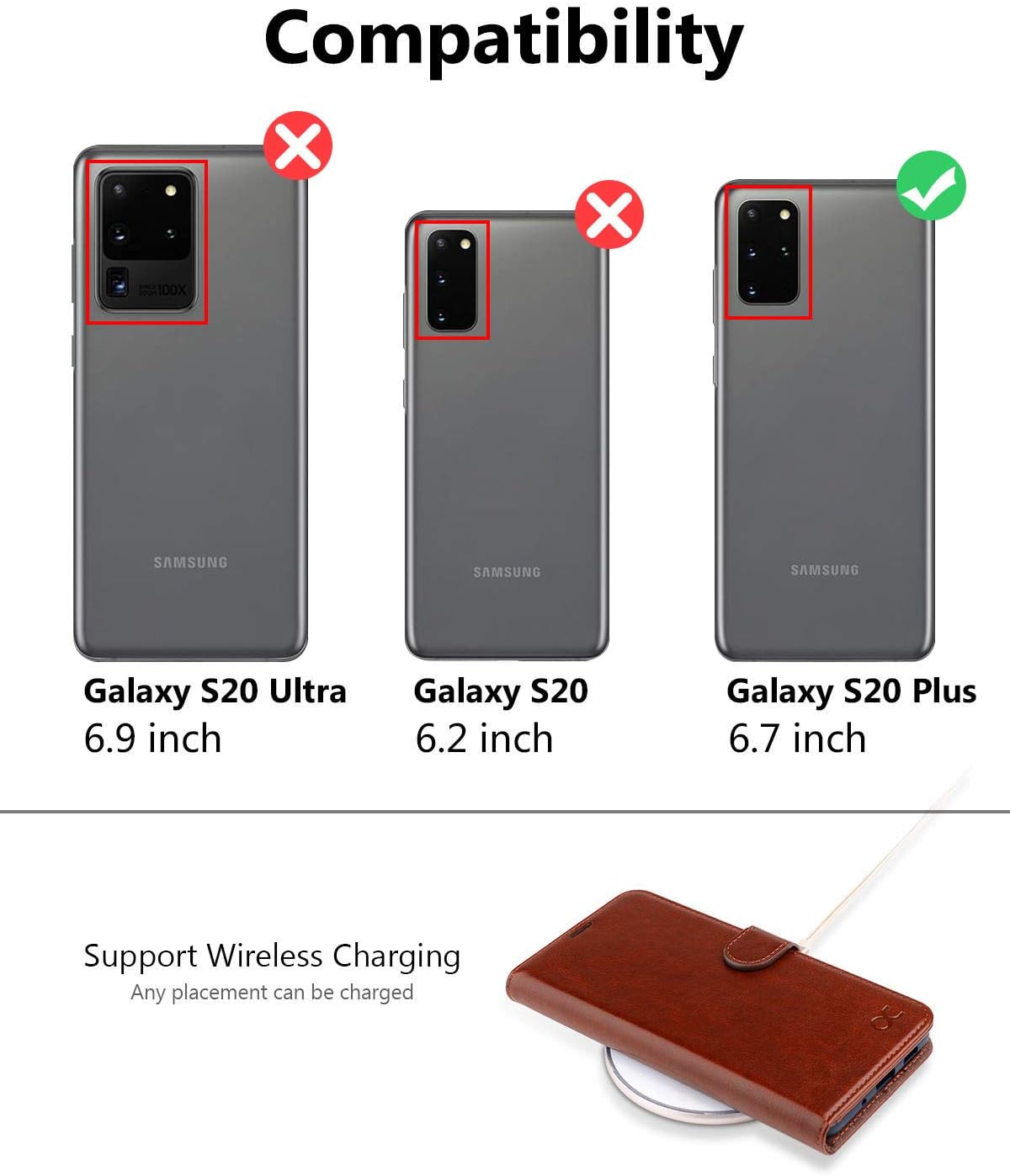 OCASE Galaxy S20 Plus Wallet Case, Galaxy S20+ Plus PU Leather Flip Case with RFID Blocking Card Holder Kickstand Magnetic Closure, Shockproof Phone Cover for Samsung Galaxy S20 Plus 6.7 Inch (Brown)
