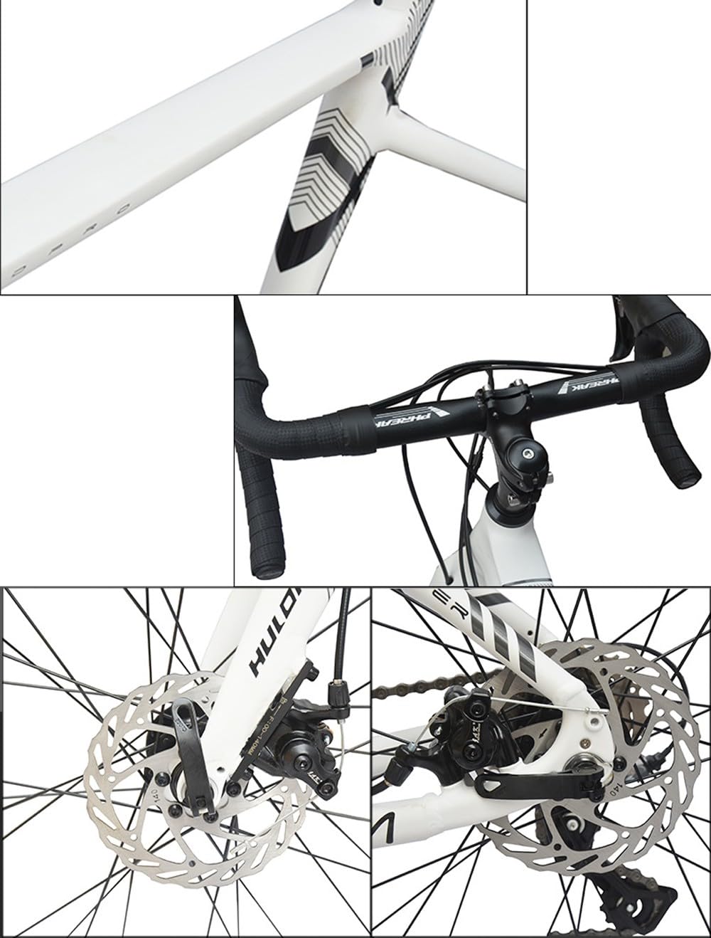 Bicicleta Carretera 700C Aleación Aluminio con Freno Disco 16 Velocidades Y Doble Suspensión para Descenso Y Todoterreno Fibra Carbono A,48