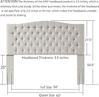 Vista 105 de 24KF Cabecera tapizada con terciopelo con diseño de botones capitoné, tamaño King/California King, cómoda, a la moda, acolchada, color gris