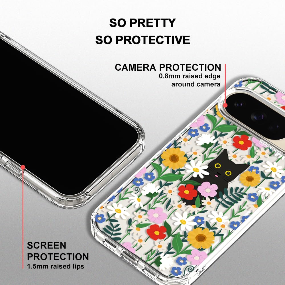 MOSNOVO Case for Google Pixel 10 & Pixel 10 Pro, [Buffertech 6.6ft Military-Grade Drop Protection] [Anti Peel Off Tech] Clear TPU Bumper Phone Case Cover Design - Cute Cherry — view 238