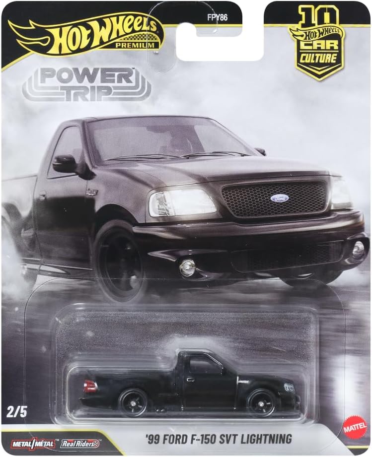 Hot Wheels Premium Car Culture Vehicle 99 Ford F150 SVT Lightning, Pick Up Sports Collection 1:64 Scale for Kids Ages 3 and Up