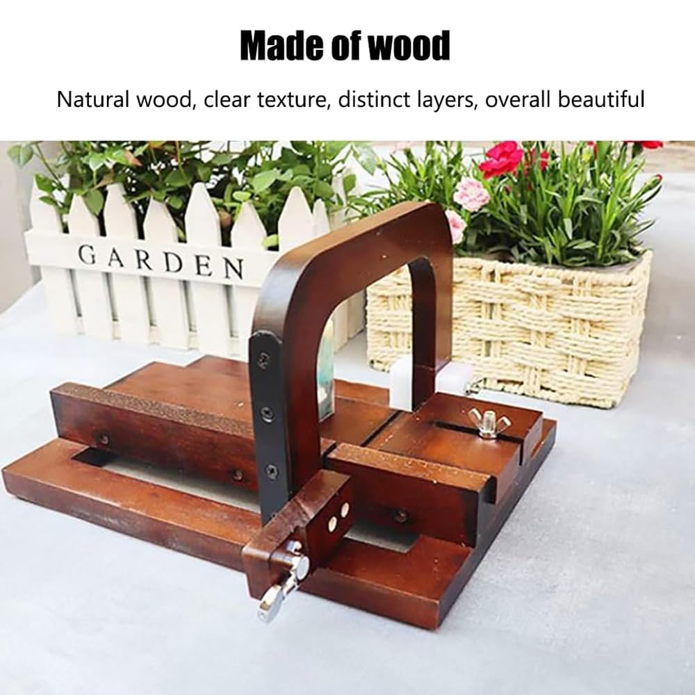 Questa Macchina per Tagliare Il Filo di Sapone, Taglia Sapone in Legno di Noce Nero con Scala, Strumento per affettare Il Filo Regolabile, Altezza Massima di Taglio 12 cm, per Sapone Fatto a