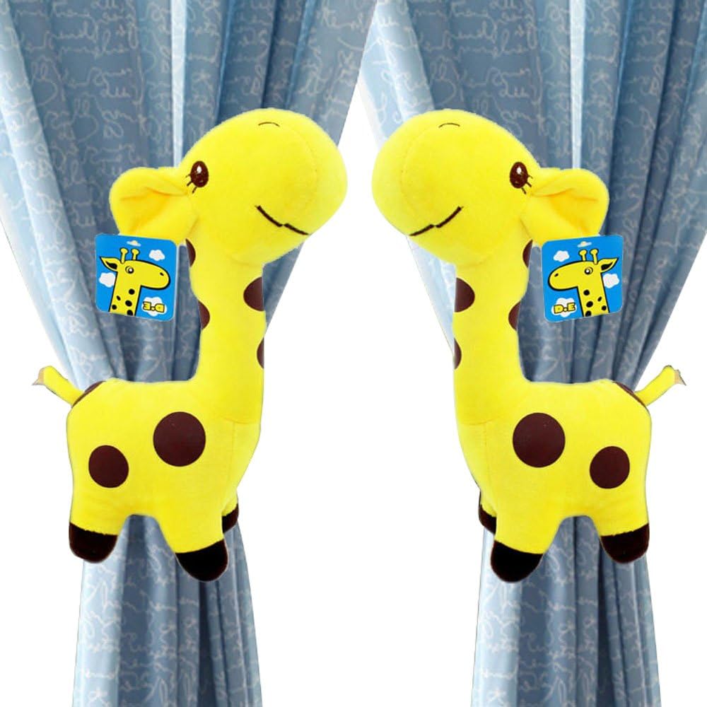 Angelboy 2pcs Giraffes Curtain Tieback, Car Seat, Stroller, Crib Toys Collector Set Gift, Baby, Newborn, Child, Windows Holdback,window Curtain Tiebacks Curtain Buckle Accessories (Yellow)