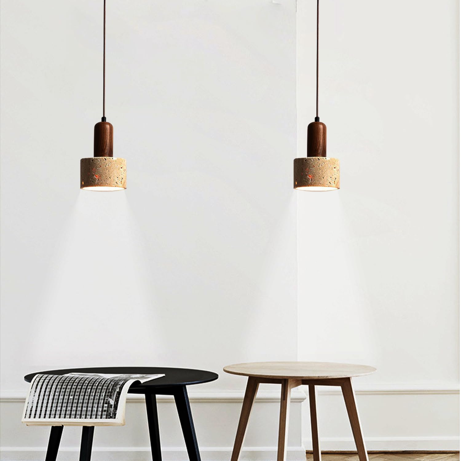 Lámpara Colgante Moderna Lámpara de Techo Colgante de Piedra Natural Lámpara pequeña de Madera Lámpara Colgante nórdica única E27 Iluminación Colgante for Comedor Mesita de Noche Luces de Isla