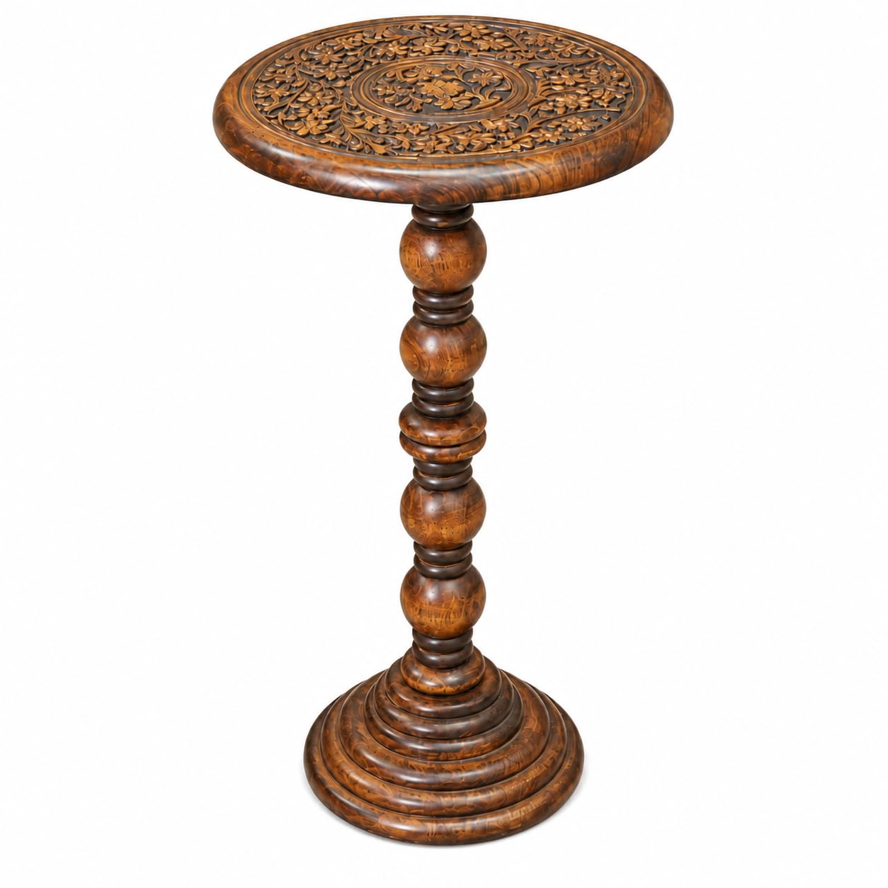 End Table in Solid Mango Wood,Handcrafted Accent Side Table, 12x12x22 Inch