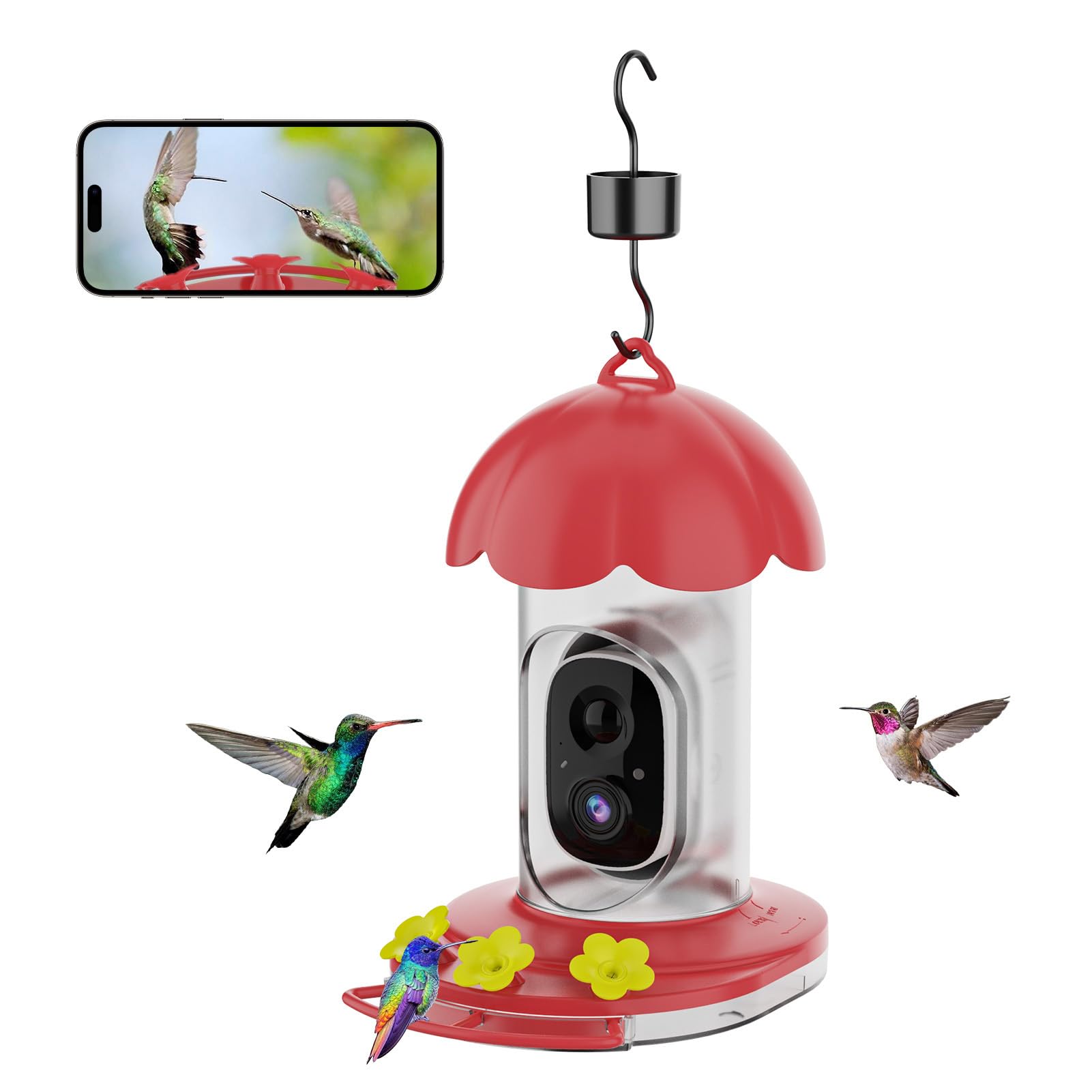 Cámara AI 1080P HD Comedero para Pájaros para Grabadora de Observación de Aves Al Aire Libre IP65 Impermeable con Capacidad de 2L Comedero para Pájaros con Cámara para Amantes de Las Aves