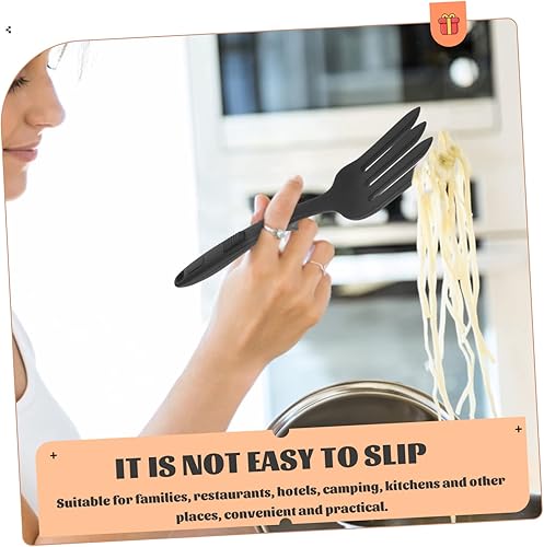 Miniatura 7 de Hemoton Tenedor flexible de silicona, 2 piezas, tenedor de cocina de silicona, tenedor para mezclar papas, tenedor antiadherente para mezclar