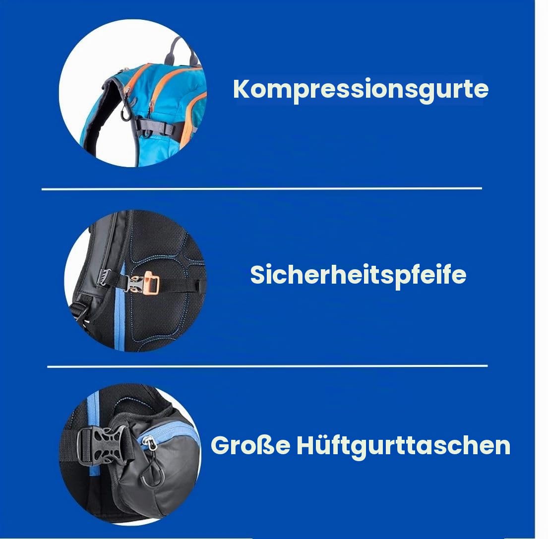 Core Lawinen-Set, Ski-Rucksack inklusive Recco & abnehmbarem Rückenprotektor, Trinkblase, Core Plus Schaufel, Core 240 cm Schnellverschluss-Sonde, Backcountry Skifahren, Snowboarden