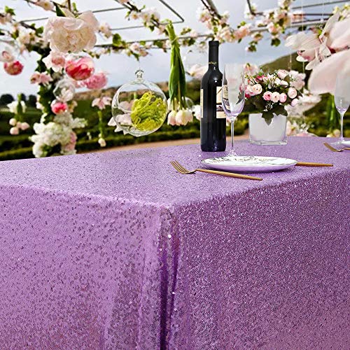 Image of B-COOL Lavender Sequin Tablecloth Lilac Wedding Party Sequin Tablecloth Classy and Elegant Tablecloth for Romantic Event or Banquet 60x102 Inch