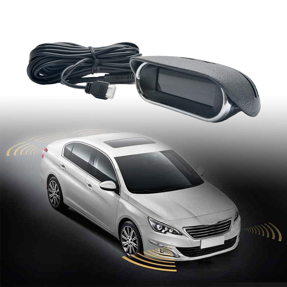 MASO sensori parcheggio auto sensori di parcheggio posteriori, kit sensore di retromarcia anteriore e posteriore, con display LCD + sensori di parcheggio