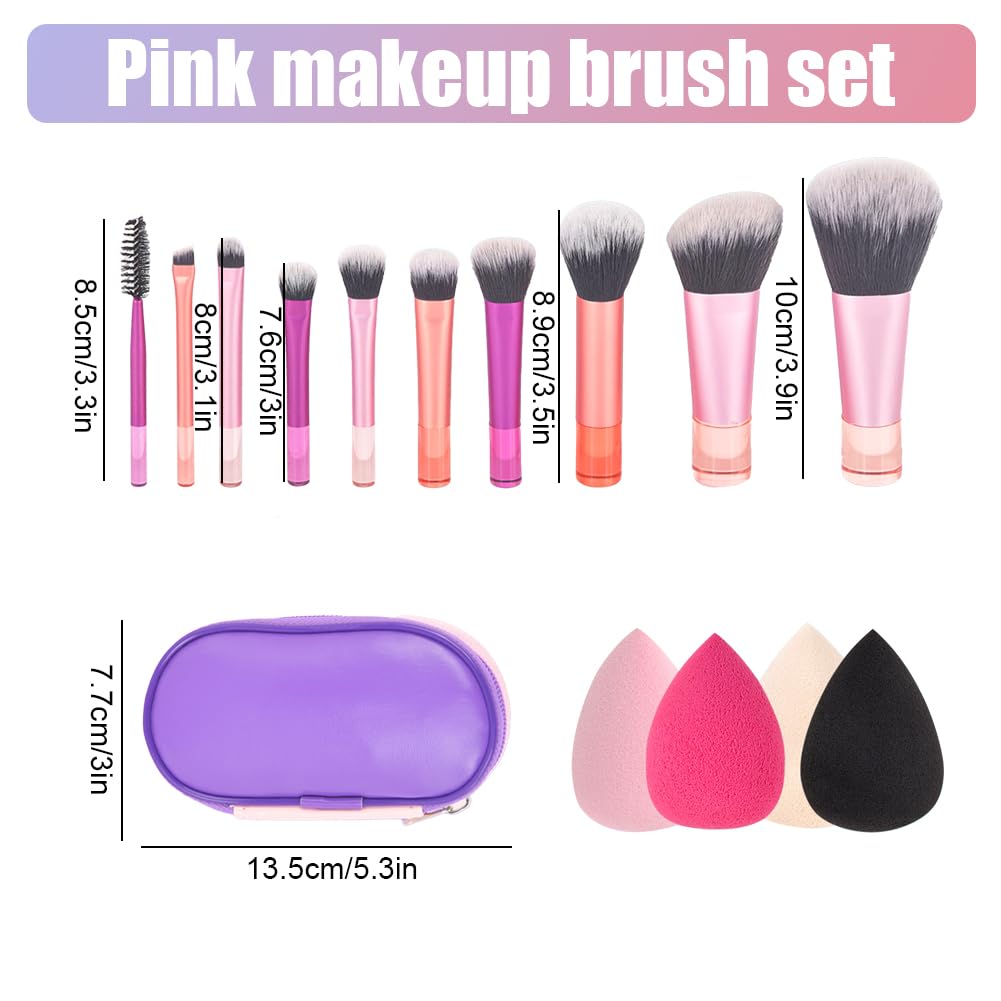 PLUSHCEWT 10 Pcs Makeup Brush Set including 4 Makeup Sponges and Cosmetic Bag Premium Synthetic Brushes for Foundation Powder Blush Eyeshadow Concealer and Highlight Travel and Everyday Use (multicolour) - Image 2