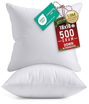 Utopia Bedding Throw Pillows Insert (Pack of 2, White) - 18 x 18 Inches Bed and Couch Pillows - Indoor Decorative Pillow