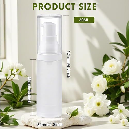 Miniatura 2 de 6 botellas vacías de espray de niebla fina de 1.0 fl oz1 oz esmeriladas transparentes sin aire, botellas de spray de bomba cosmética recargables de