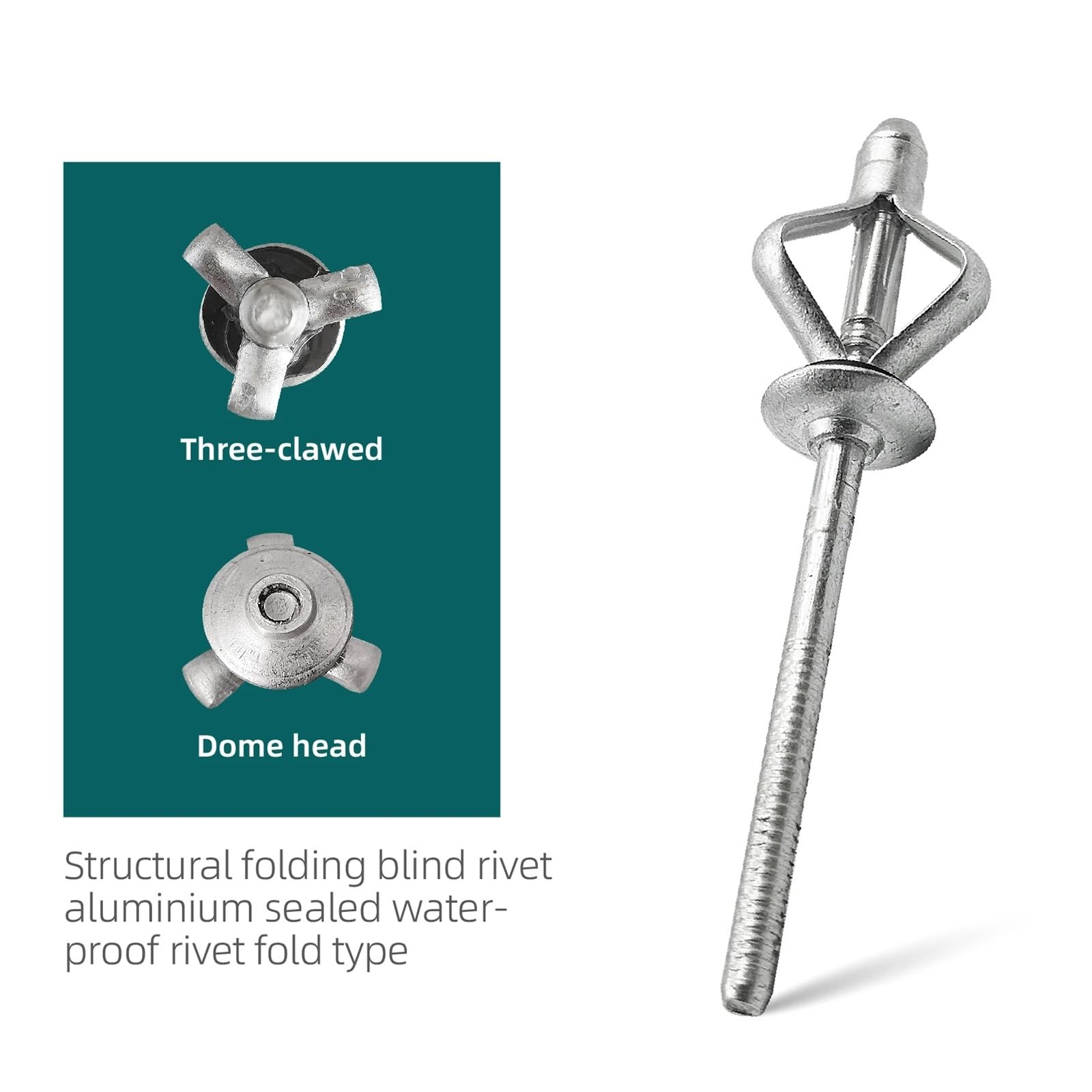20/50 Stück Wasserdichte Dreifach Gefaltete Nieten, Faltjalousie Aus Aluminiumlegierung Mit O-Ring Der Dichtungsscheibe, Explodierender Tri-Grip-Pop(20Pcs,6.4x26mm)
