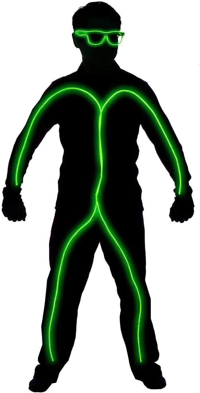 GlowCity Light-Up Stick Figure Costume-Kit – with Shades - Excludes Clothing (Lime Green Child)