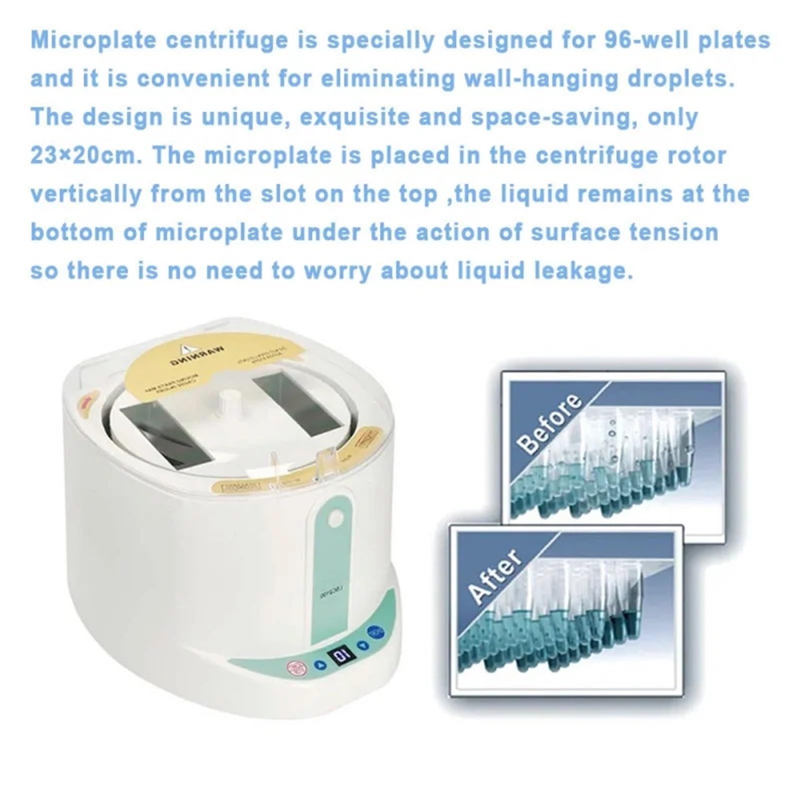 Zentrifuge, Tragbare 96-Well-PCR-Plattenzentrifuge, kompakte Mini-Laborzentrifuge, hocheffiziente, einfach zu bedienende Mikroplattenzentrifuge