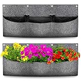 Richoose Hanging Garden Planter with 3 Adjustable Size Pockets, Waterproof Wall Mount Planter Pouch...
