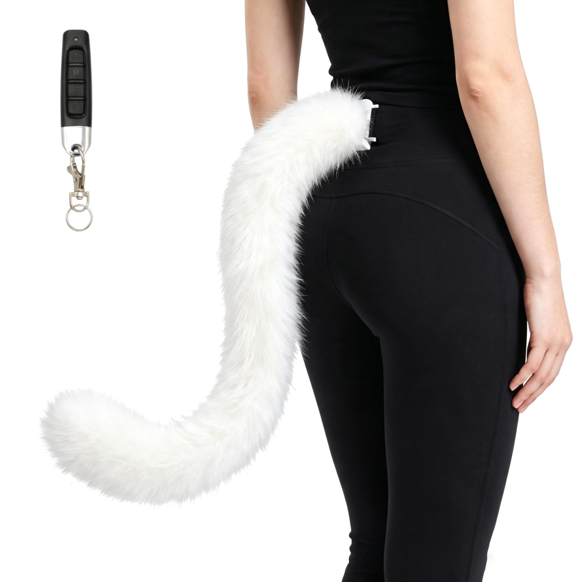 Coda elettrica, Coda Mobile pelosa con Telecomando oscillante, Tuta in Pelliccia Ricaricabile Bianca di Tipo C Staccabile multimodale per Cosplay e convegni di Halloween