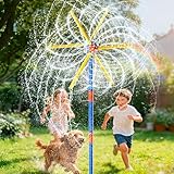 VATOS 59' Windmill Water Sprinkler Outdoor Yard Toy for Kids, New Upgrades Double-Sided with 6 Blades, 54 Spray Nozzles, 360° Spining Splash Summer Fun Play for Boys, Girls, Pets and Lawn Watering