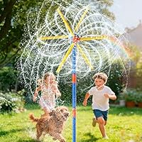 VATOS 59 Zoll Windmühlen-Wassersprinkler, verbesserte doppelseitige Version mit 6 Flügeln & 54 Düsen, 360° Drehung – Sommer-Badespaß für Jungen, Mädchen, Haustiere & Rasenbewässerung