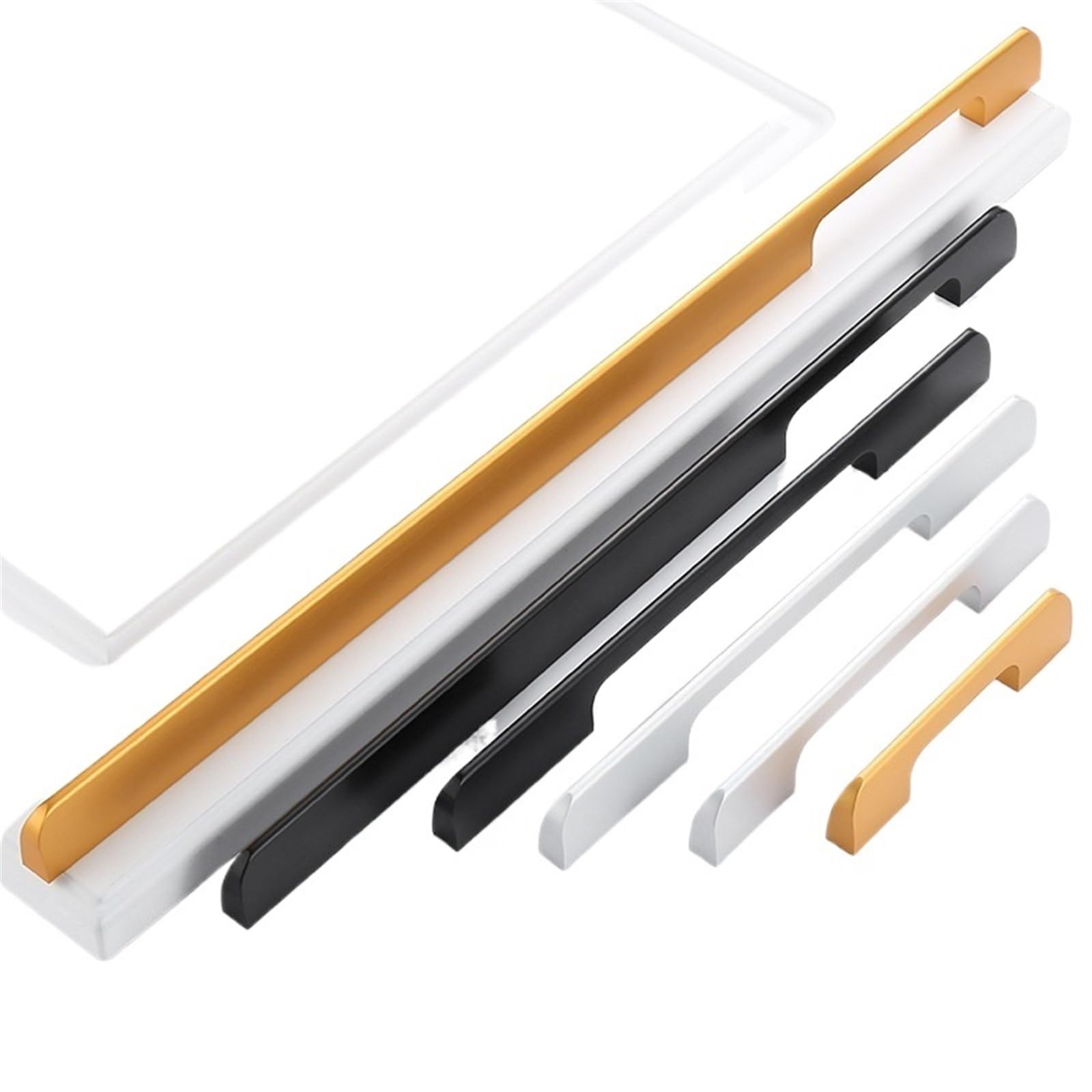 KDHCVKZ 1pcs Black Kitchen Handle Cabinet Knobs and Handles Aluminium Alloy Wardrobe Door Pull Drawer Knob Long Furniture Handle Hardware(8-24W 2pcs,Hole Distance 160mm)