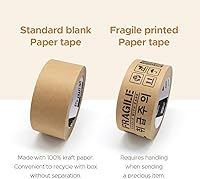 Vista 7 de Cinta de papel kraft marrón, 2 pulgadas x 43 yardas, superficie grabable sin recubrimiento para enmascarar, sellar y usar en embalaje, ecológica