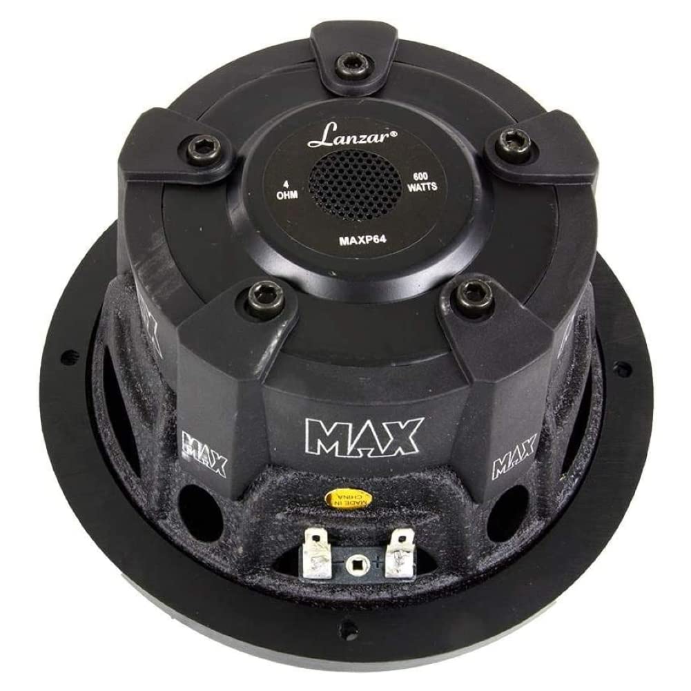 1 subwoofer pour LANZAR Max Pro MAXP64 6,5" 16,5 cm 165 mm 300 Watt rms et 600 Watt Max Bobine Simple 4 ohms Couvercle Coffre Portes Voiture, 1 pièce + faston de Montage