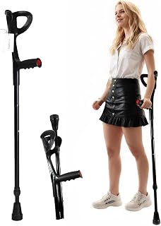 Forearm Crutch for Adults, Folding Arm Crutch, Aluminum, 10-Level Adjustable Height, Lightweight Elbow Crutch for Adult Men or Women, 1Pcs, FUSHIDE