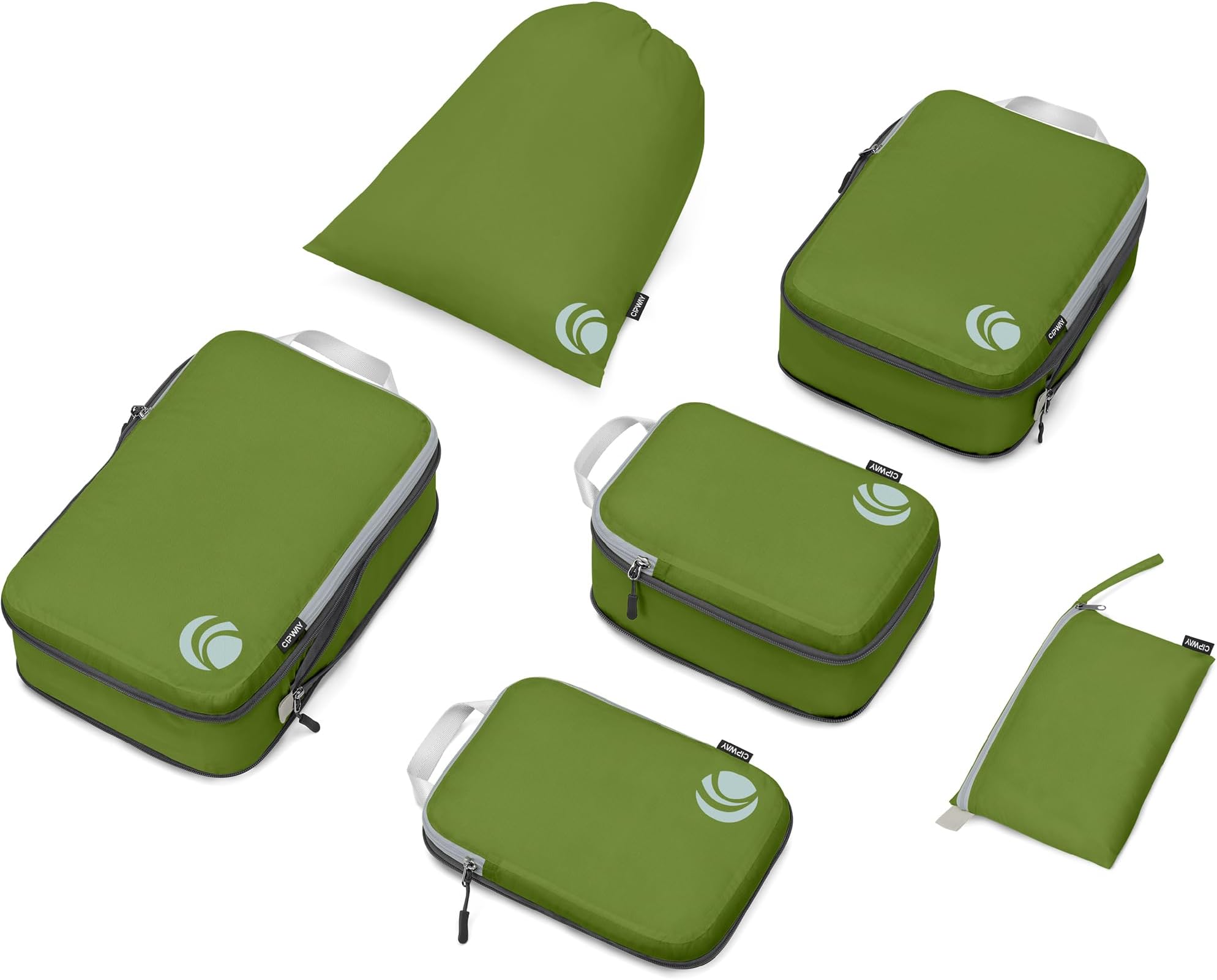 Cipway Compression Packing Cubes for Travel-Expandable Luggage Organizer Set Pack More in Less Space,Travel Gear Accessories (Green 3pcs) (Green 6pcs)