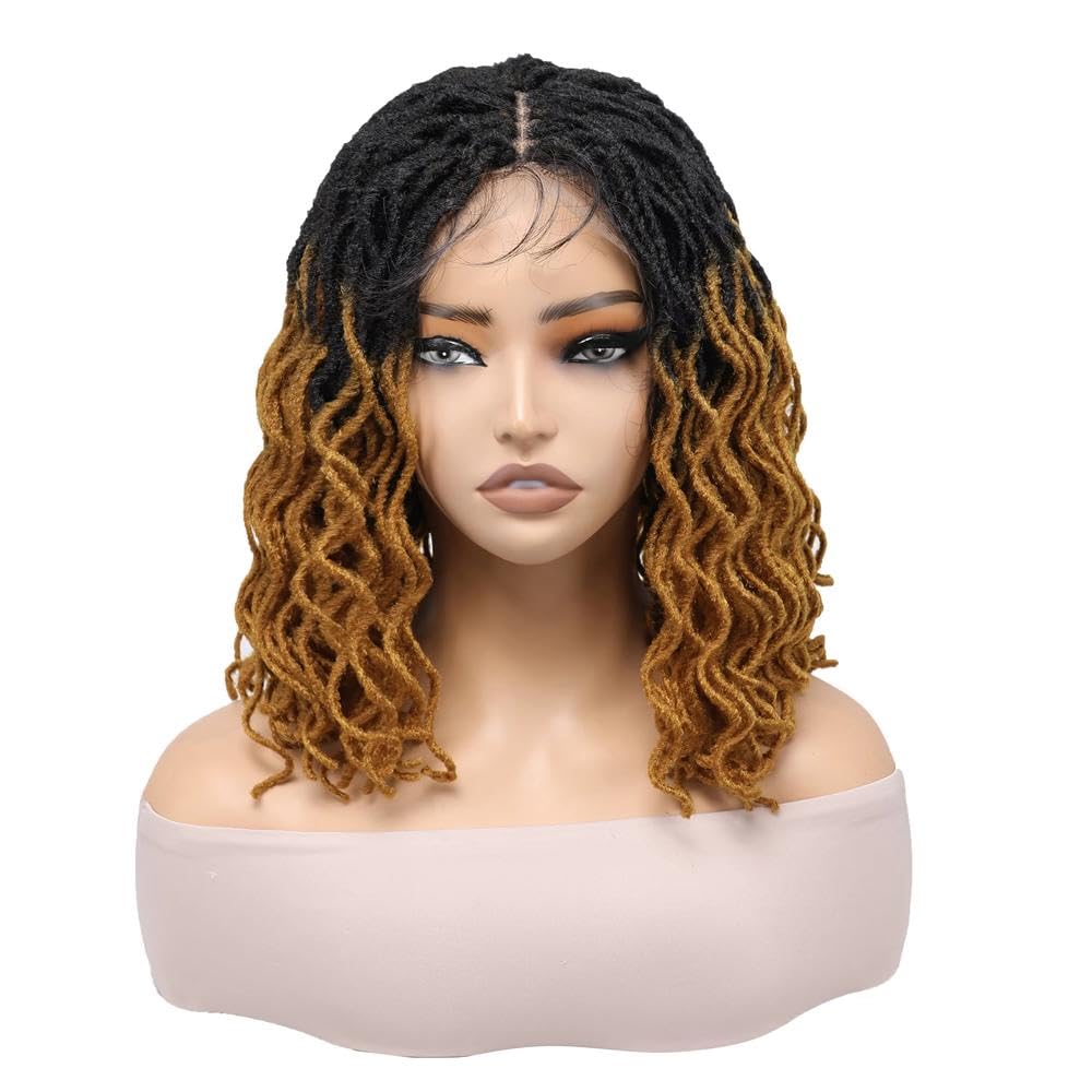 Haarpflege 12-Zoll-Dreadlock-Perücke Mit Voller Spitze Kurze Afro-Locken Künstliche Locs Leimlose Knotenlose Box-Zöpfe Leicht Für Alltag Und Party(1)