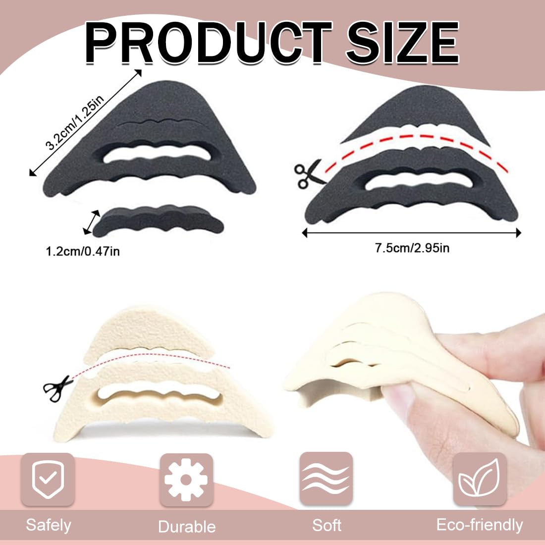 6 Pares de aAlmohadillas de Tacón Alto, Rellenos de Esponja Suave para Zapatos, Insertos de Relleno de Dedos Suaves
