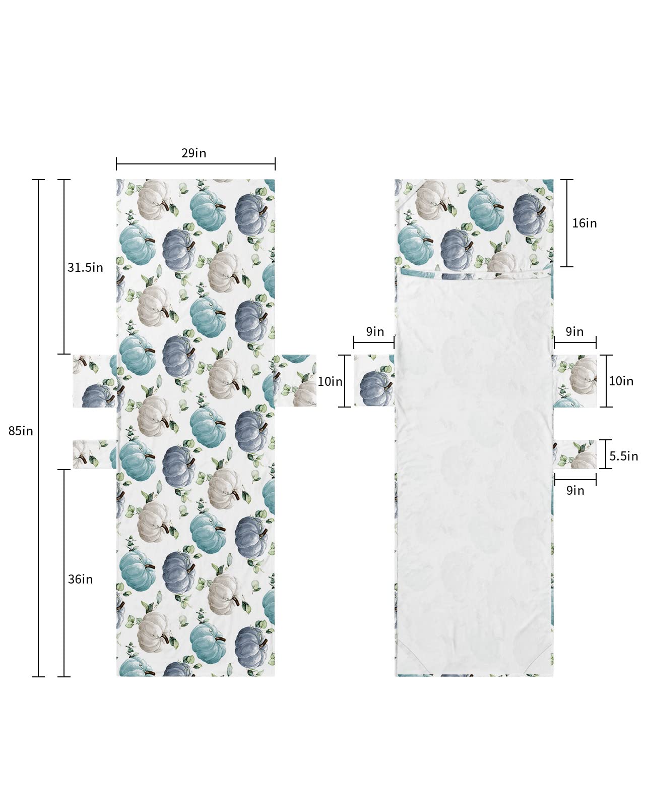 Fall Thanksgiving Beach Pool Patio Lounge Chaise Chair Cover Towel with Pockets,Absorbent&Quick Dry Towel Cover Bag Summer Travel Accessories for Sunbathing Watercolor Blue Grey Pumpkins Maple