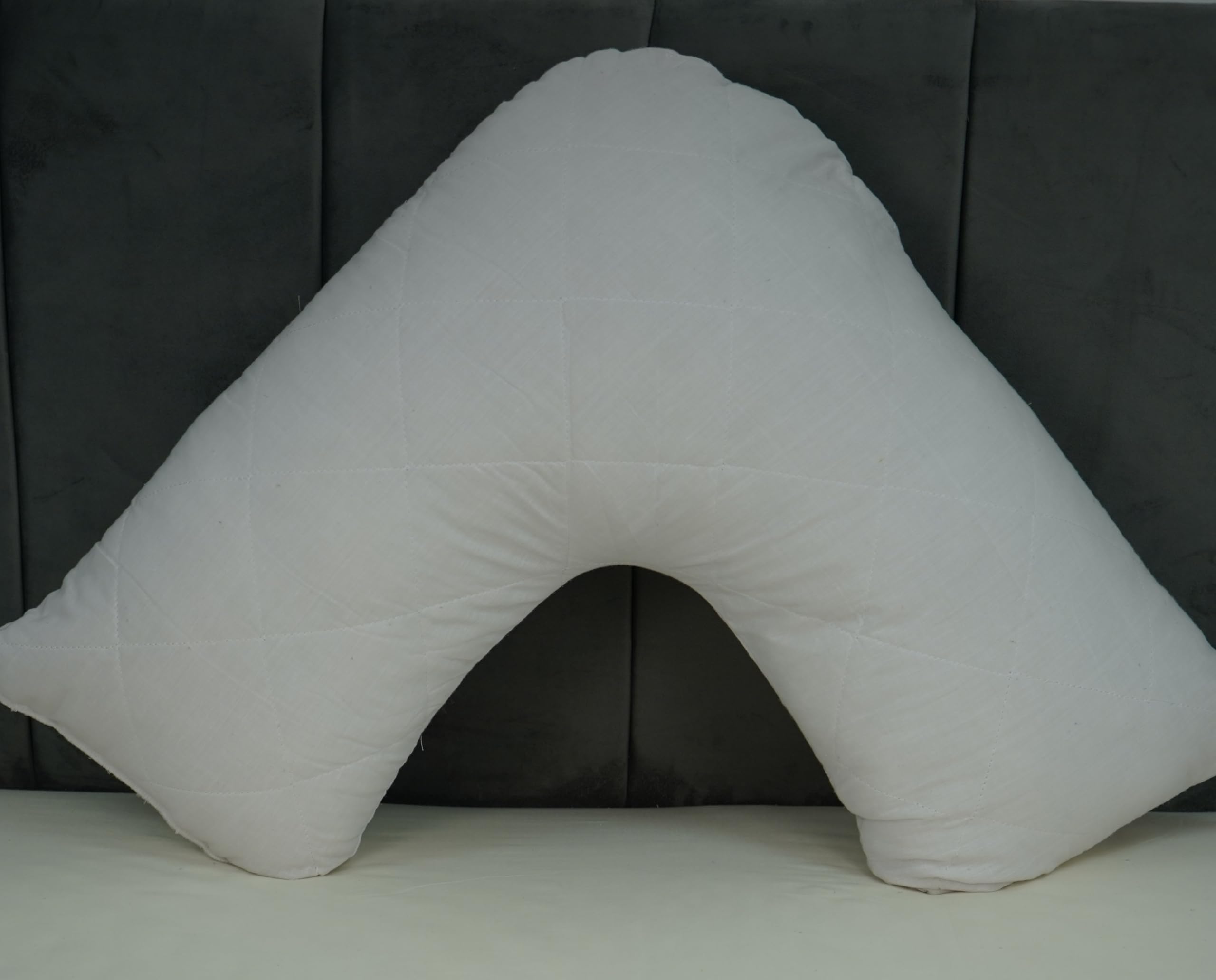 ARLinens Quilted V Shaped Pillow Orthopedic Head Back Neck Nursing Pregnancy Support V Shape Cushion 74X34Cm from B&Q