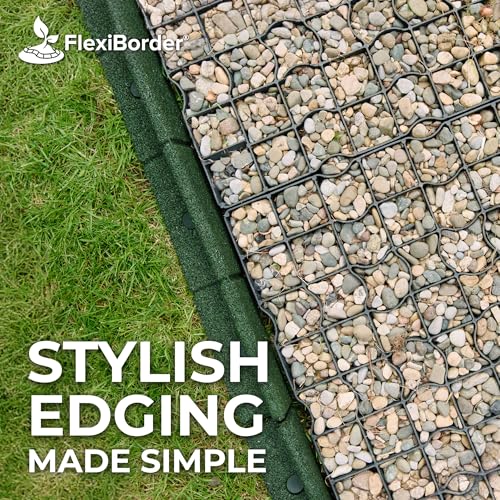 Flexiborder - Lawn Edging - Flexible Garden Edging Border For Grass Lawns - Pathways - Raised Borders - Artificial Grass - Green - 4 X 1M Lengths - 2