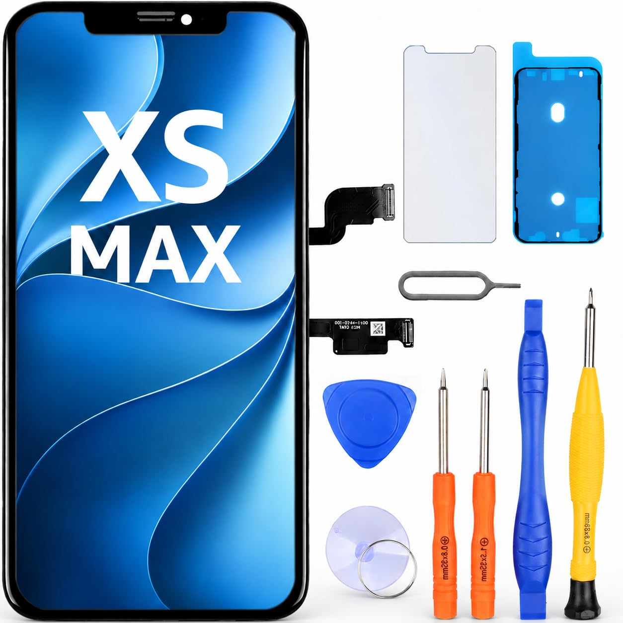 LL TRADER Schermo per iPhone XS MAX LCD 6,5'' e Kit di Riparazione A | Display FHD con 3D Touch e Digitalizzatore, Dotato di Nastro Adesivo Impermeabile e Pellicola Protettiva