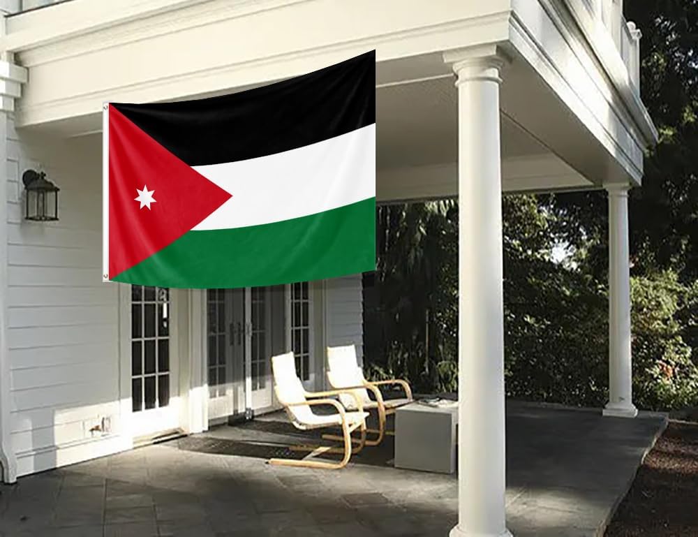 Jordan Flag 6x10FT Jordanians Flag Bright Colors Fade Proof Polyester with 3 Brass Grommets Indoor Outdoor
