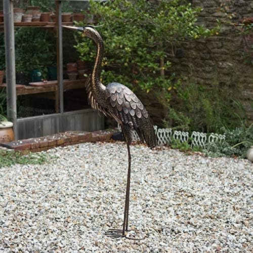 Creekwood Bronze Heron Bird Statue Metal Ornament 115cm Height, 55 x 15 x 115 cm