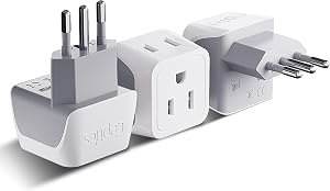 Ceptics Canada to Italy, Chile, Libya Travel Adapter (Type L) - Dual Input - Ultra Compact - Charge your Cell Phone, Laptops, Tablets (CT-12A, 3 Pack)