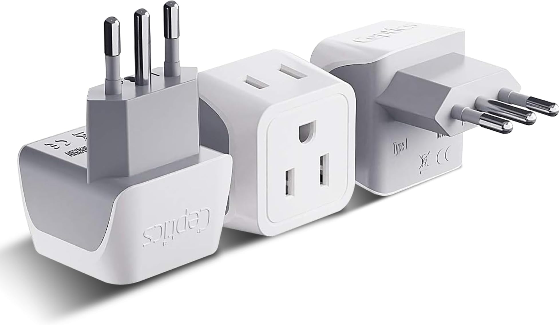 Italy, Chile Travel Adapter Plug Inputs by Ceptics with Dual Use - Type L (3 Pack) - Ultra Compact - Safe Cell Phone, Laptop, Camera Charging