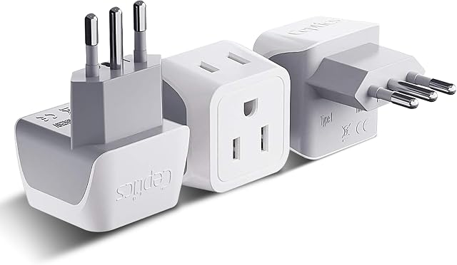 Ceptics Canada to Italy, Chile, Libya Travel Adapter (Type L) - Dual Input - Ultra Compact - Charge your Cell Phone, Laptops, Tablets (CT-12A, 3 Pack)