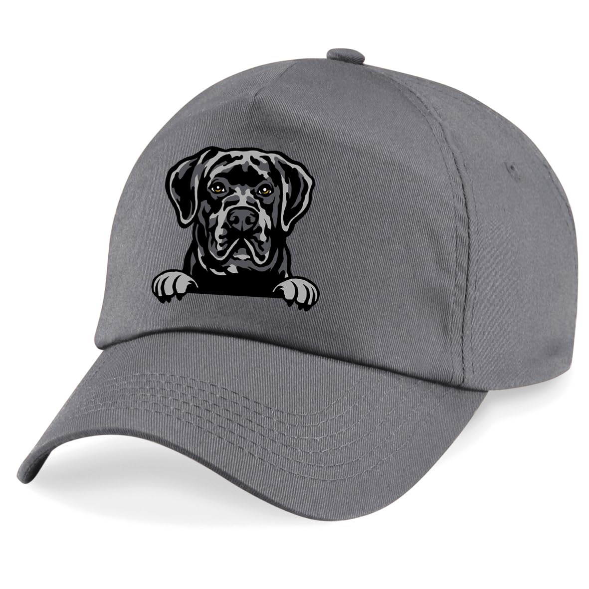 Apm Apparel Cane Corso Dog Peeking Dog Unisex Baseball Cap (UK, Alpha, One Size, Grey)