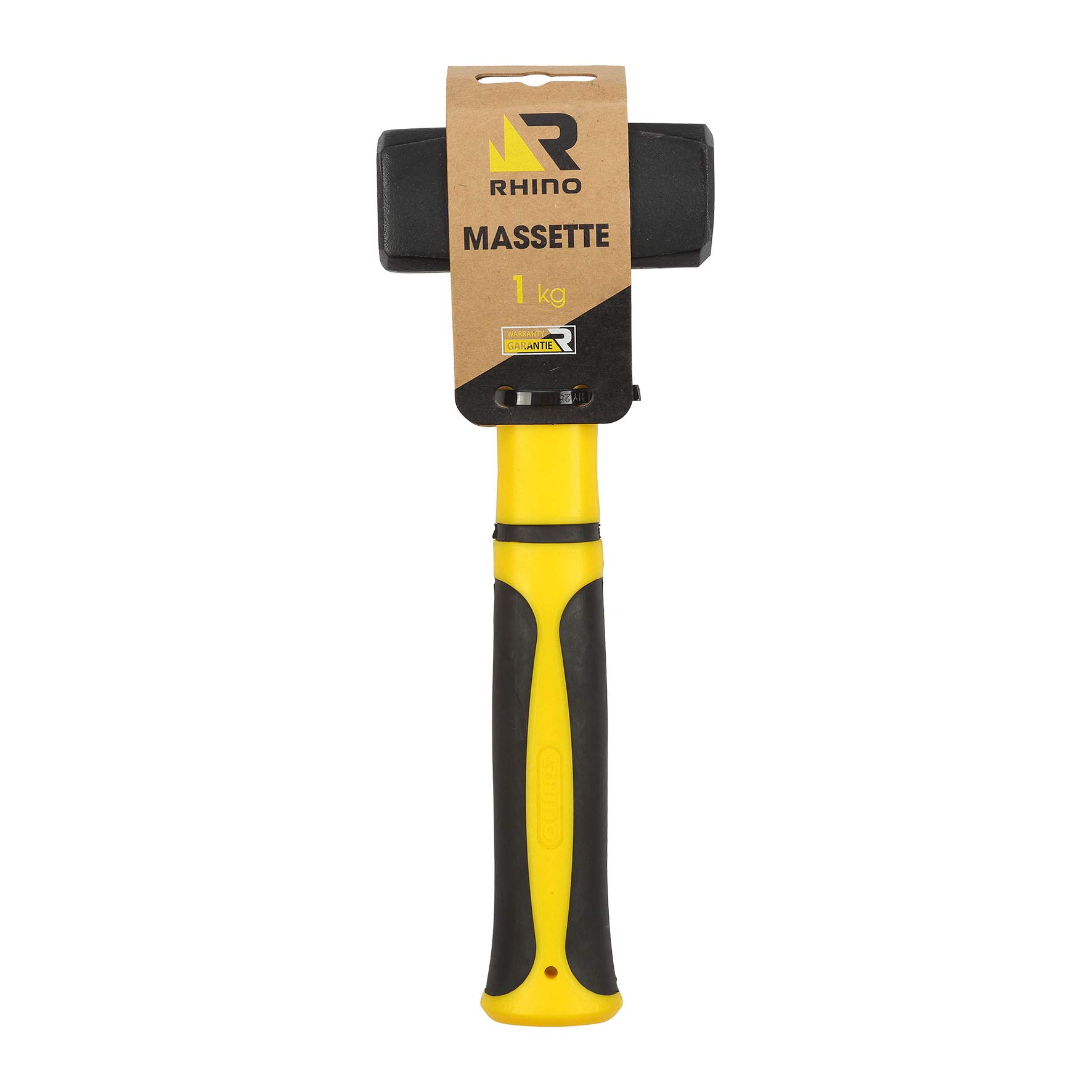 Rhino 18212 - Massetta da 1 kg con manico infrangibile (trimaterière), peso 1 kg di garanzia 5 anni di alta qualità, strumento da boxe o da percussione utilizzato dai muratori, disponibile in varie