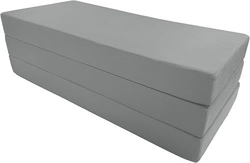Miniatura 3 de D&D Futon Furniture - Cama de espuma triple plegable, colchón otomano plegable (gris, tamaño matrimonial (6 x 54 x 75)