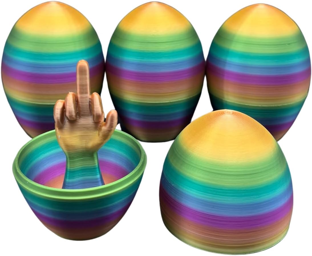4 Pack of Rainbow Middle Finger Easter Egg, Easter Gifts for Adults, Multicolored and Unique Designs, Perfect for Adult Easter Basket and Adult Easter Gifts
