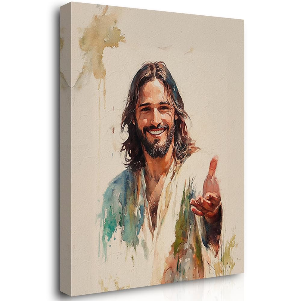 Reateforin Jesus Bible LDS Art,God Reach Out to You Catholic Prints Christian Art Wall Decor Home Decor Jesus Painting Modern Religious Posters for Living Room Bedroom Church Decorations 12"x16"
