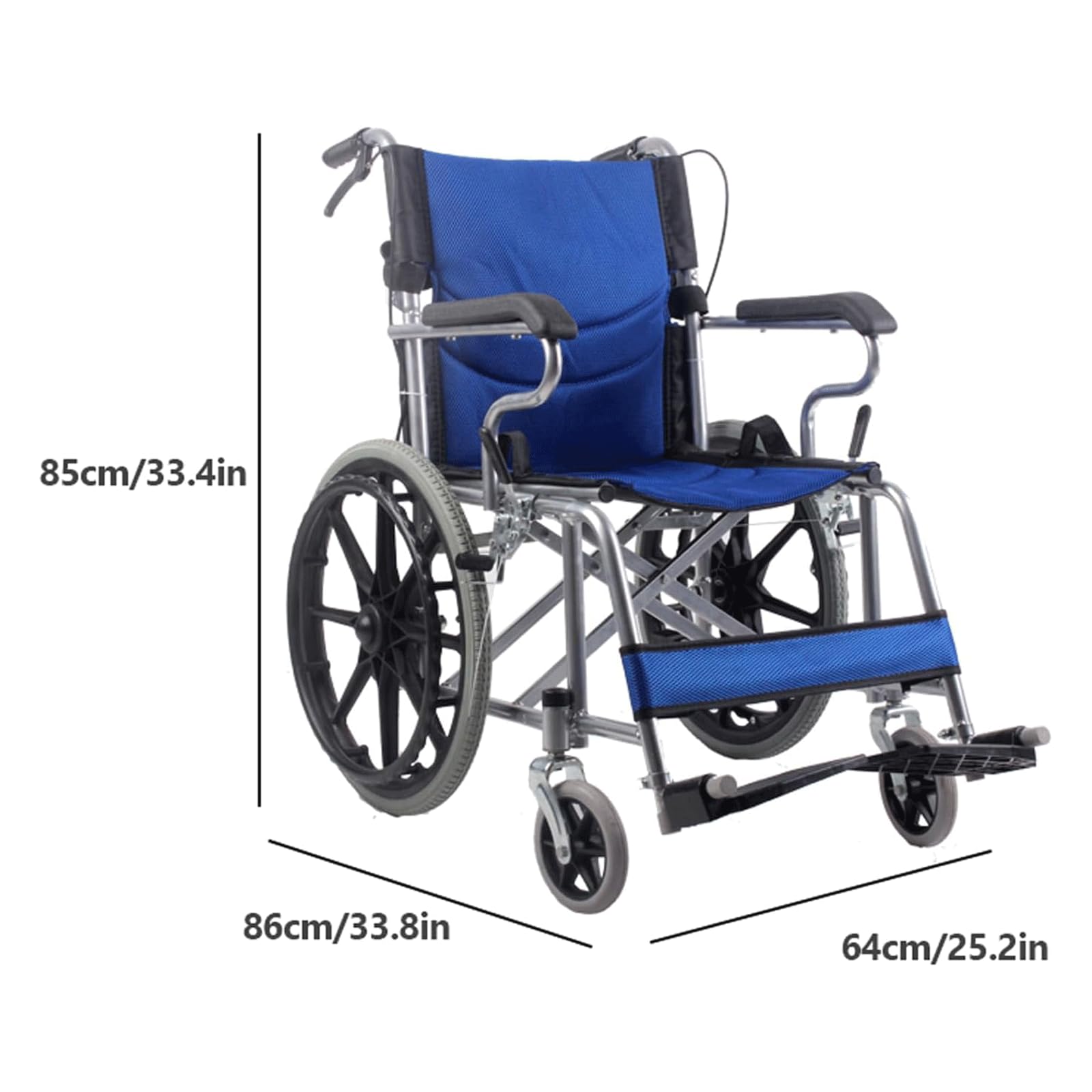 Silla de Ruedas de Seguridad Silla de Transporte Manual Sillas de Ruedas de Acero al Carbono Sillas de Ruedas de Transporte Sillas de Ruedas de Cuidado móvil Silla de Ruedas Plegable Fácil de Usar Fá