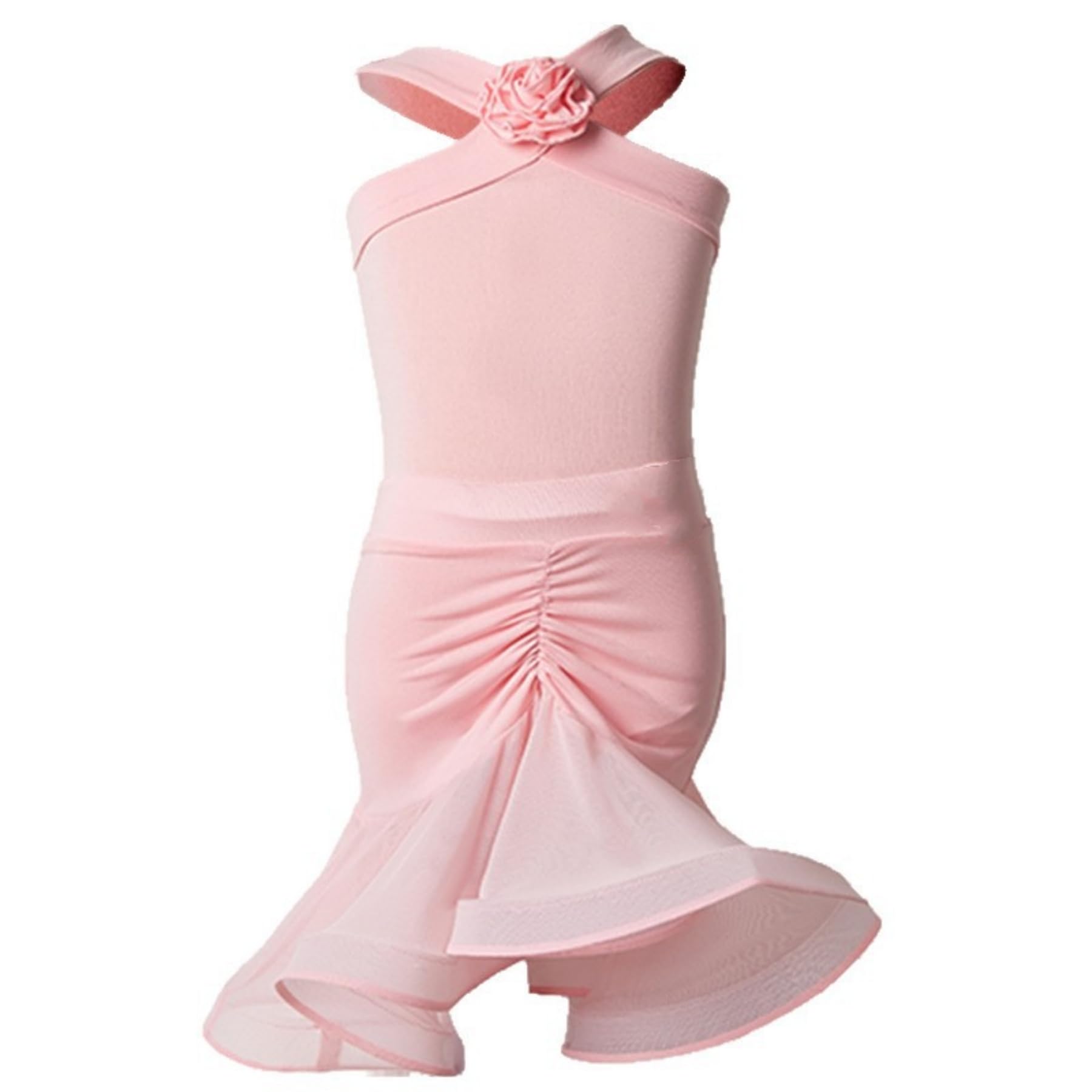 Vestito Ballo Latino Bambina Abbigliamento Pratica Danza Gonna Arricciata per Allenamento E Saggio