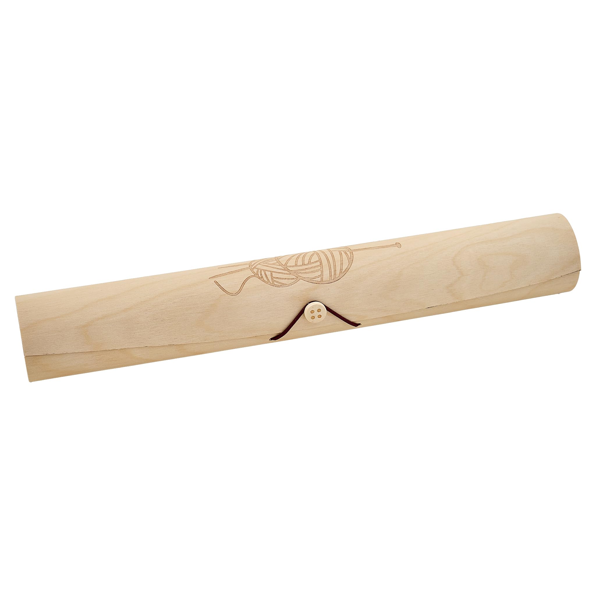Milward Wooden Knitting Needle Case 41.5 x 6cm - Cylindrical Knitting Needle Storage Tube for Needles and Crochet Hooks with Elastic Closure