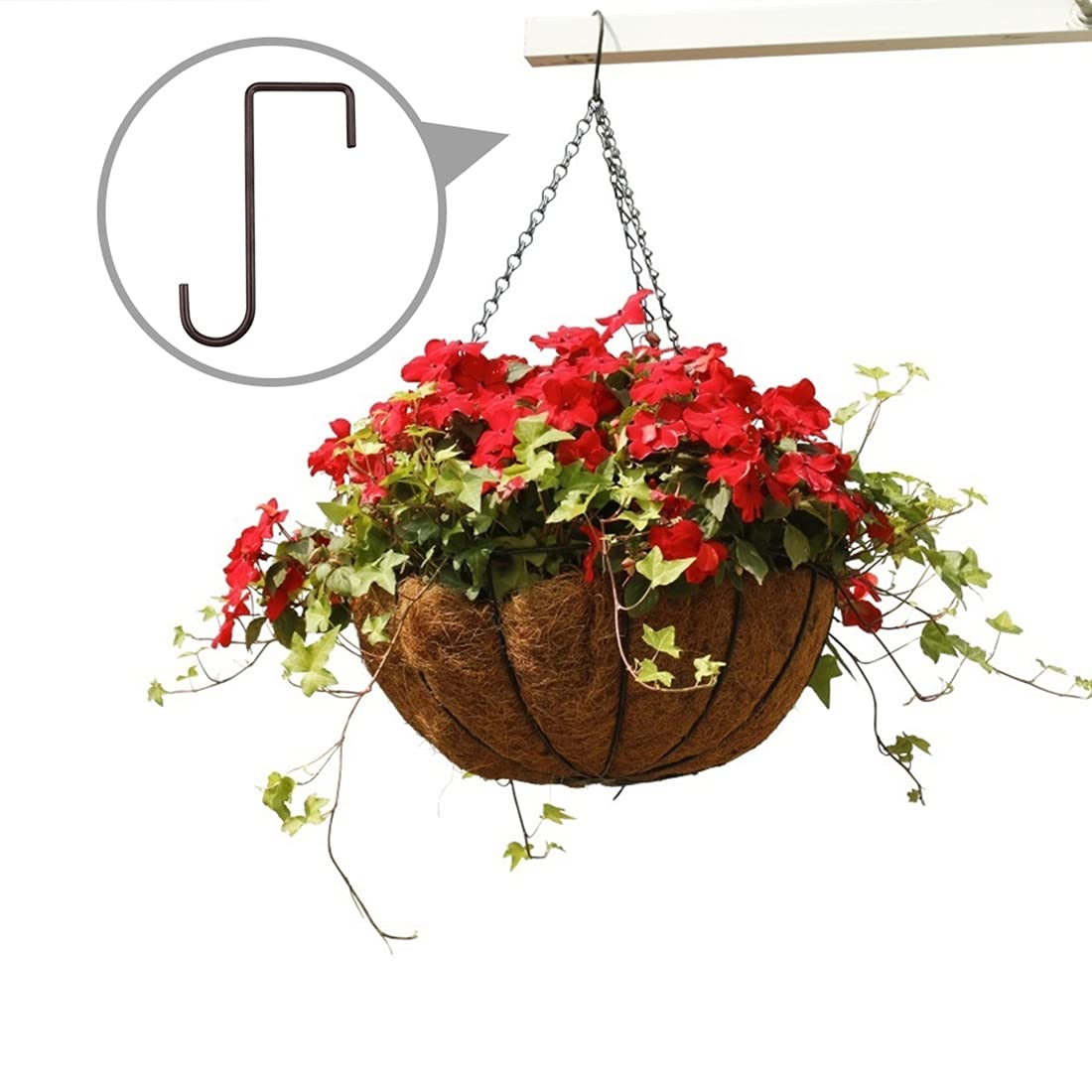 8 Ganci Per Recinzione In Acciaio Verniciato Nero, 15x5 Cm, Antiruggine, Per Appendere Piante, Mangiatoie, Luci, Utensili Da Giardino